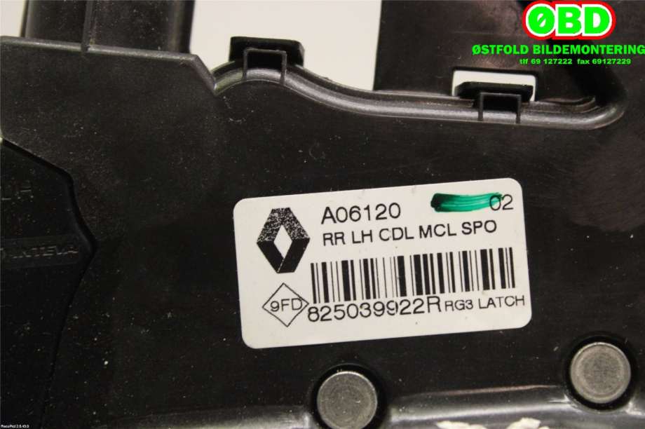 Låsekasse venstre bak til Renault Megane 2016-->> Type IV  (RENAULT MEGANE GT|825039922R|825037601R)