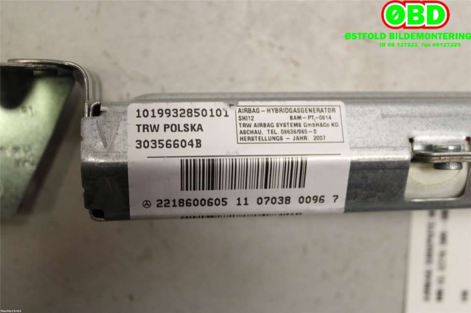 Airbag sidepute høyre til Mercedes CL 2006-2012 (C216) (C216) (MERCEDES|A 221 860 06 05||2218600605)
