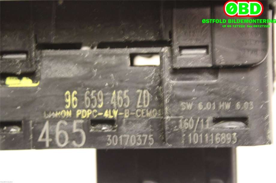 Bryter ruteheis til Peugeot 508 2011-2014 (Type I, Fase 1)  (PEUGEOT|6490NR||96659465ZD)