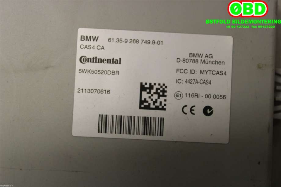 Styreenhet diverse til BMW 7-Serie 2009-2015 (F01/F02/F03/F04) (F01/F02/F03/F04) (BMW|61 35 6 809 372||61359268749)