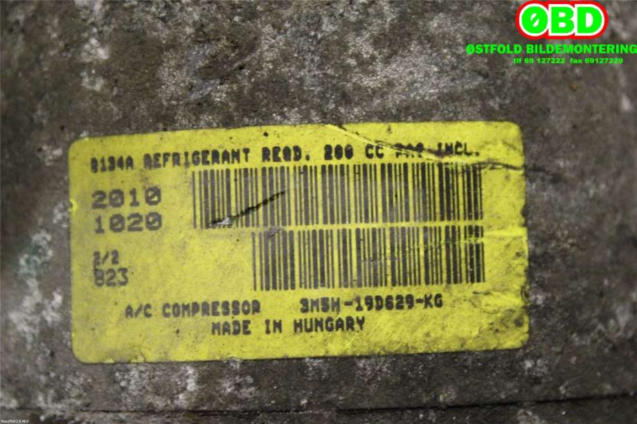Aircondition kompressor til Ford Focus 2008-2010 (Type II, Fase 2)  (FORD|1677171||3M5H19D629KG)