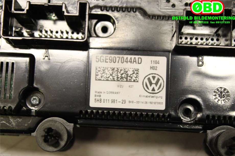 Varmeapparat betjening til VW e-Golf 2014-2017 (Fase 1)  (VOLKSWAGEN|5GE 907 044 AD||5GE907044AD)