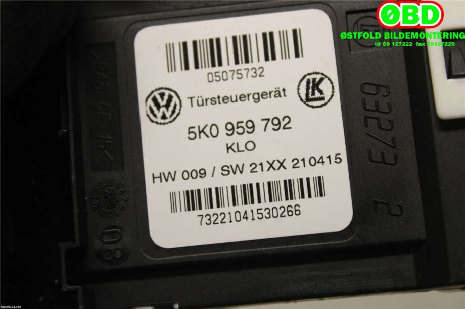 Ruteheis høyre foran til VW Caddy 2015-2020 (Type III, Fase 3)  (VOLKSWAGEN|2K5 959 702 A||2K5959702)