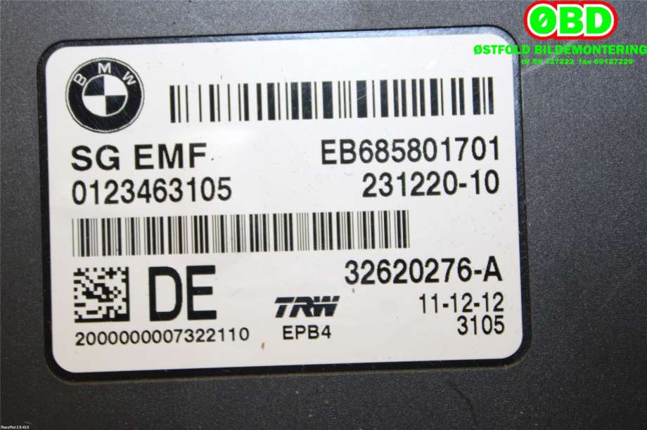 Styreenhet elektrisk parkbrems (EPB - Electric Parking Brake) til BMW X3 2010-2017 (F25) (F25) (BMW|34436887358|)