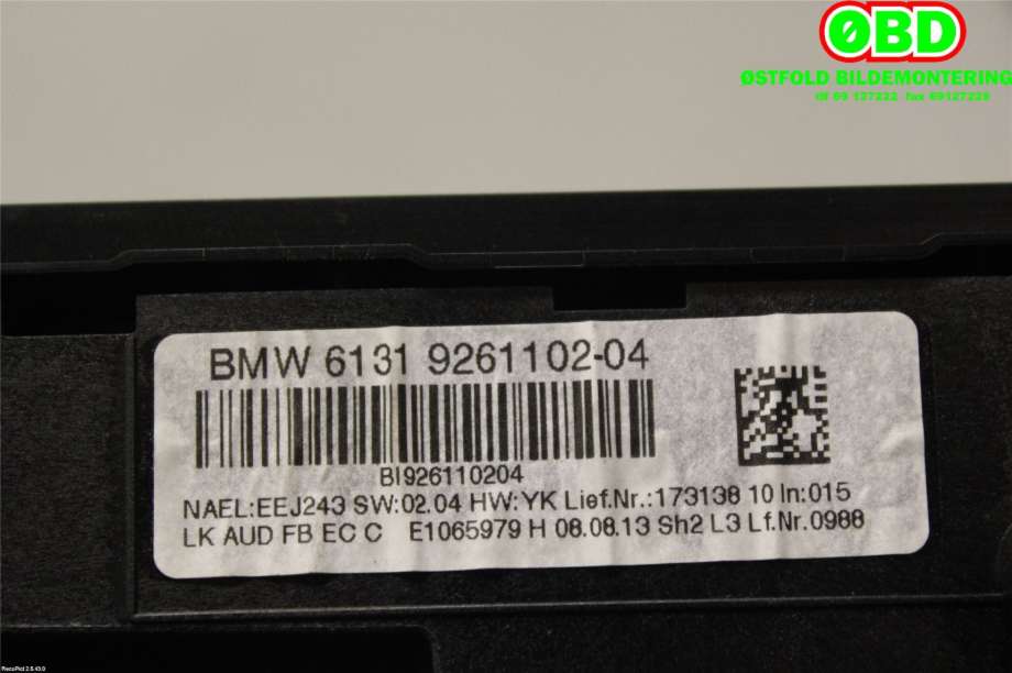 Varmeapparat betjening til BMW 1-Serie 2011-2015 (Fase 1) (F20/F21) (F20/F21) (BMW|64 11 9 287 341||64119287341)