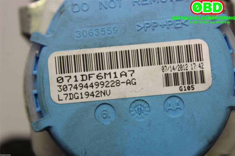 Airbag beltestrammer til Mercedes A-Klasse 2012-2018 (W176) (W176) (MERCEDES|A 176 860 01 85|)