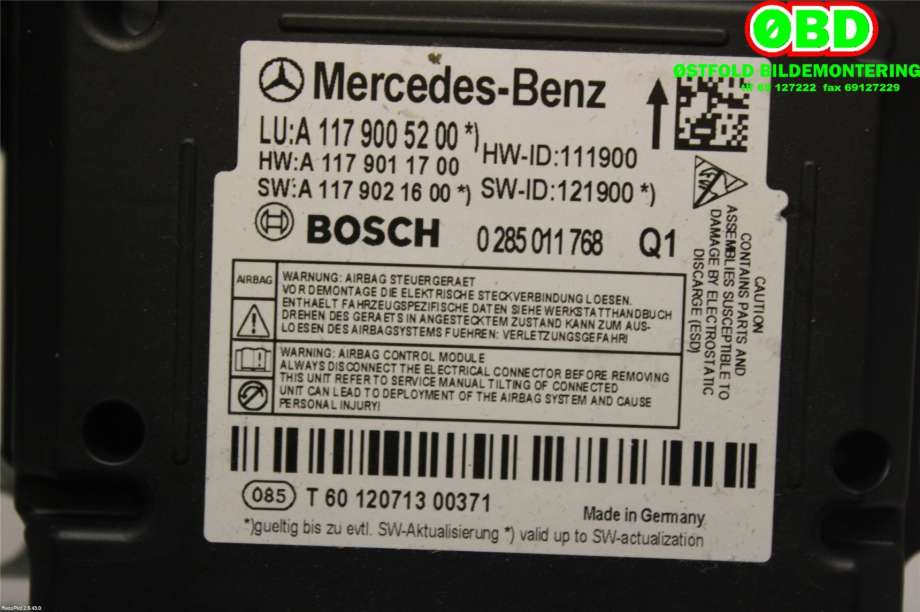 Airbag elektronikk til Mercedes A-Klasse 2012-2018 (W176) (W176) (MERCEDES||1179005200)