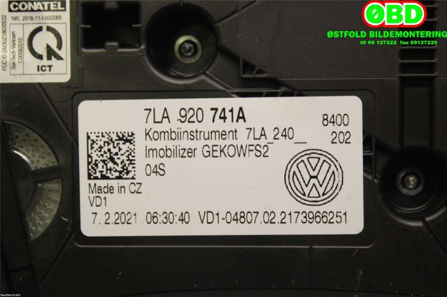 Instrumentpanel til VW Transporter / Caravelle 2019-->> (T6.1) (T6.1) (VOLKSWAGEN|7LA 920 741 A||7LA920741A)