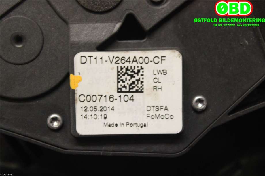 Låsekasse høyre til Ford Transit Connect 2013-2018 Type II, Fase 1  (FORD|2229953||DT11V264A00CF)