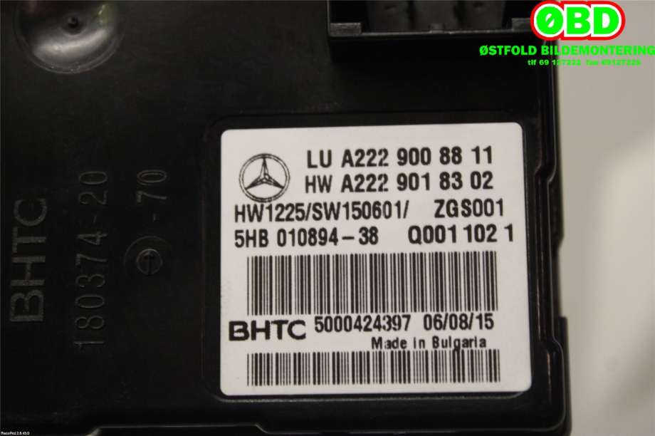 Styreenhet diverse til Mercedes C-Klasse 2014-2018 (Fase 1) (W205) (W205) (MERCEDES|A 222 900 88 11||2229008811)