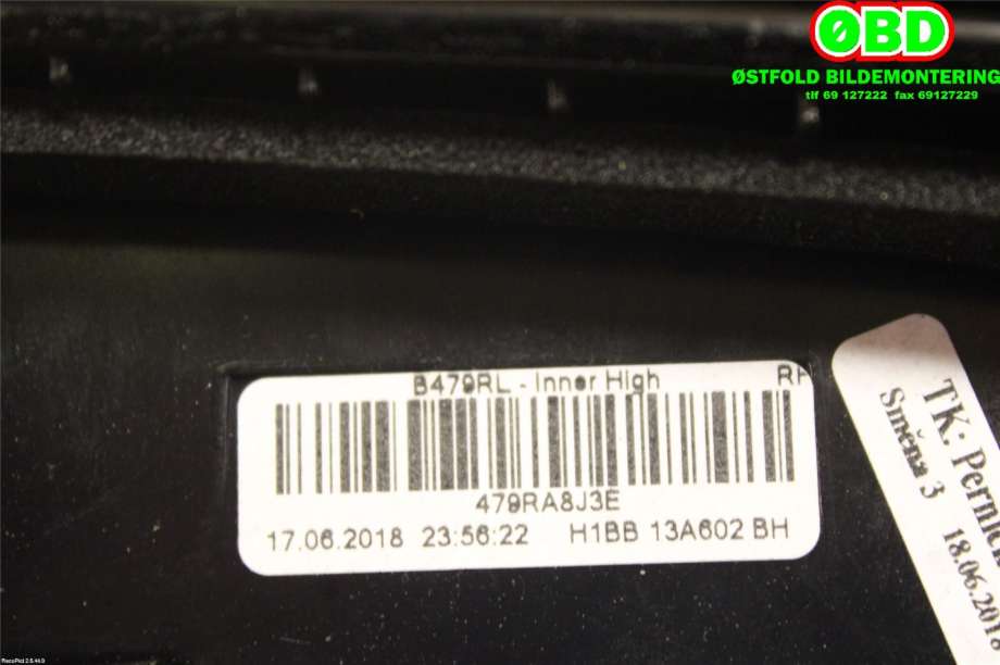 Baklykt høyre indre til Ford Fiesta 2017-->> (Type VII)  (FORD FIESTA ST-LINE|2527141||H1BB13A602BH)