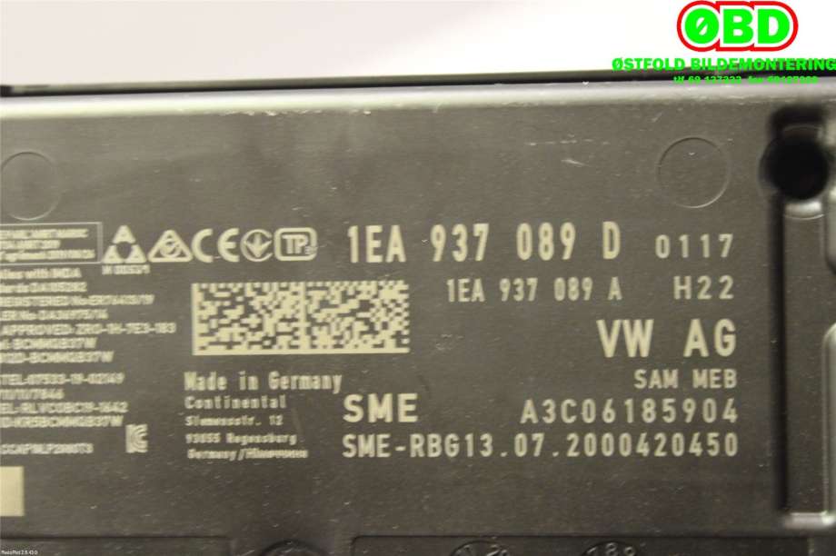 Styreenhet comfort (BCM) til VW ID.3 2020-->>  (VOLKSWAGEN|1EA 937 089 L||1EA937089D)