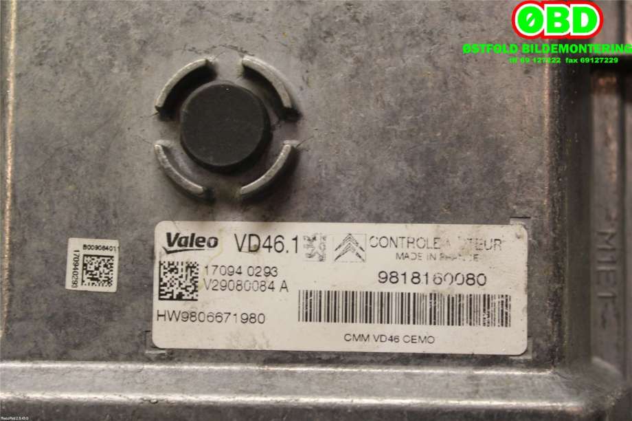 Styreenhet motor til Peugeot 208 2012-2019 (Type I)  (PEUGEOT|1628930180||9818160080)