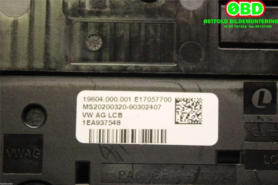 Sikringsboks til VW ID.3 2020-->> (VOLKSWAGEN|1EA 937 548||1EA937548)