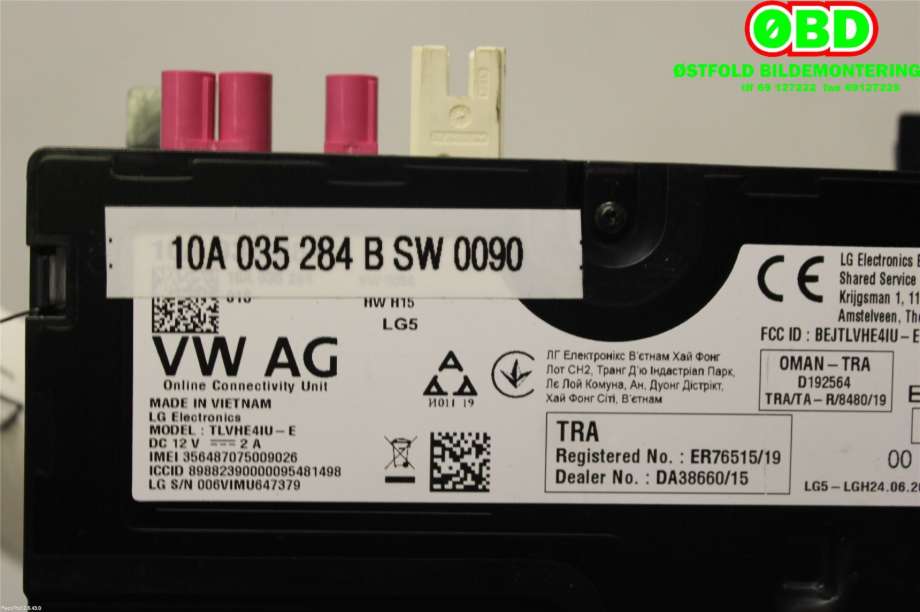 Bilstereo diverse til VW ID.3 2020-->>  (VOLKSWAGEN|10A 035 284 F||10A035284B)