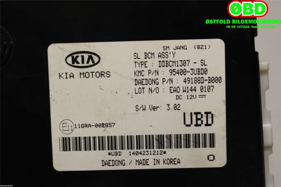Styreenhet diverse til Kia Sportage 2010-2016 (Type III) (KIA|954003UBD0|)