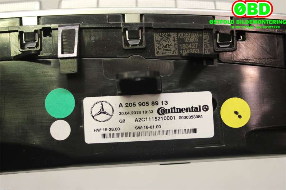 Varmeapparat betjening til Mercedes GLC 2015-2022 (X253) (X253) (MERCEDES|A 205 905 89 13|A 205 905 43 15|2059058913)