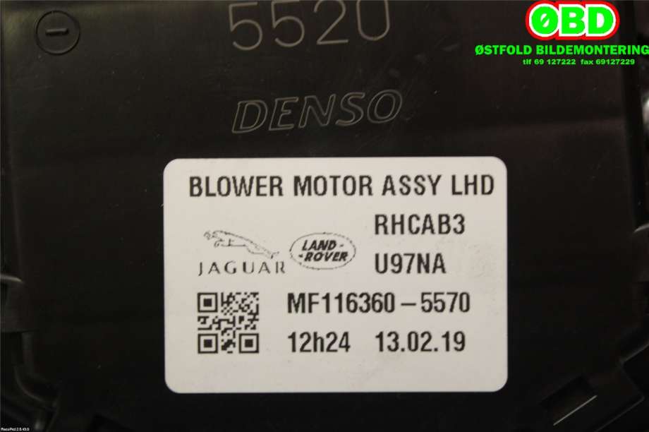 Varmeapparat motor til Jaguar I-PACE 2018-->>  (JAGUAR|J9D1132||MF1163605570)