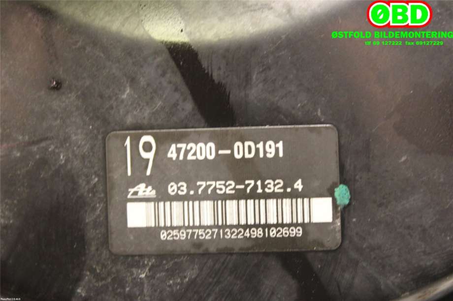 Bremsekraft-forsterker til Toyota Yaris 2009-2011 (Type II, Fase 2)  (TOYOTA|4461009230||472000D191)