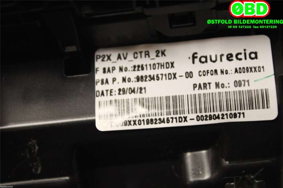 Diverse deler til Peugeot 2008 2019-->> (Type II)  (PEUGEOT|98234571DX|)
