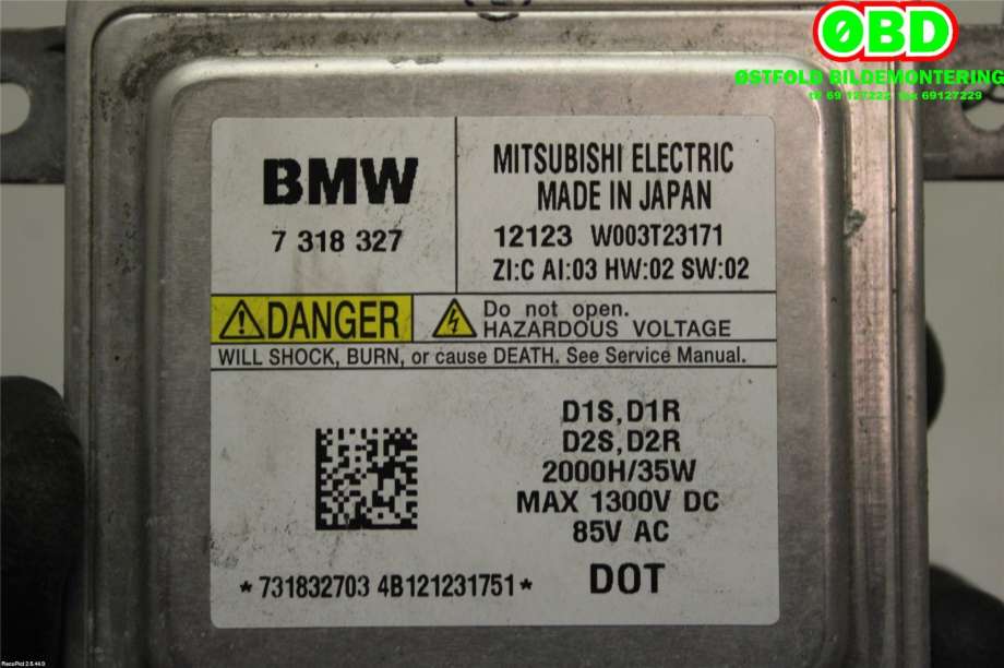 Styreenhet xenon/ballast til BMW 1-Serie 2011-2015 (Fase 1) (F20/F21) (F20/F21) (BMW|63 11 7 318 327|W003T23171|7318327)