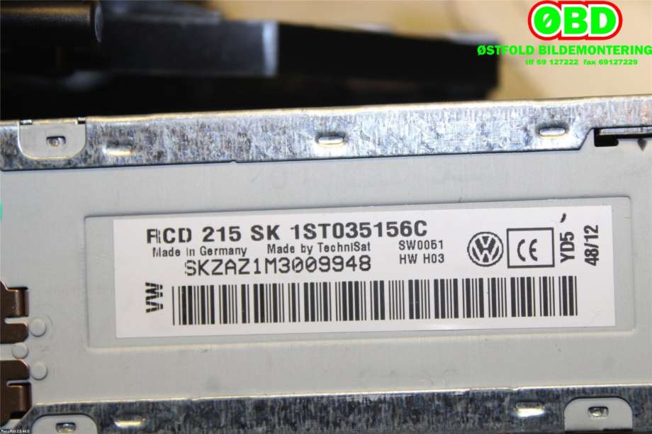 Bilstereo til Škoda Citigo 2012-2019  (SKODA|1ST 035 156|1ST 057 156 D|1ST035156C)