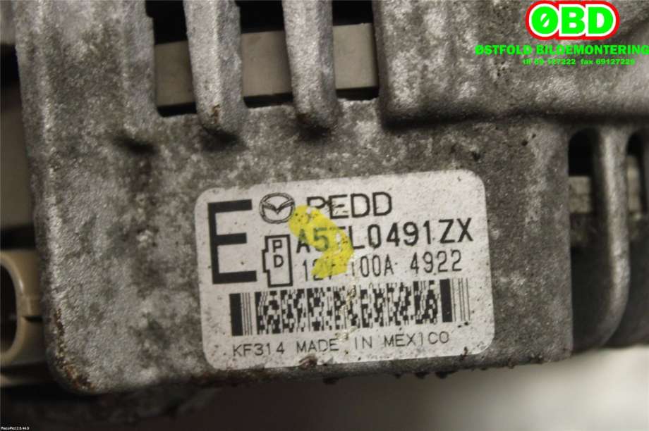 Dynamo til Mazda 3 2013-2016 (Type III, Fase 1)  (MAZDA|PEDD18300|A5TL0491ZX|)