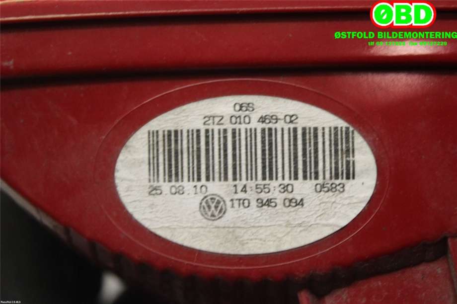 Baklykt høyre indre til VW Touran 2010-2015 (Type I, Fase 3) (VOLKSWAGEN|1T0 945 094 A||1T0945094)