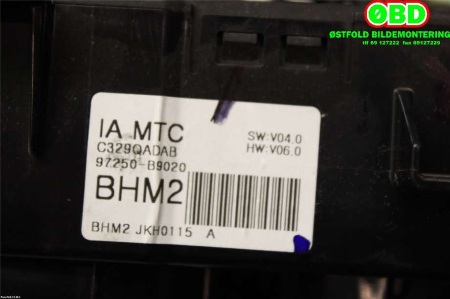 Varmeapparat betjening til Hyundai i10 2014-2018 (Type II) (HYUNDAI|97250B9020PGB||97250B9020)