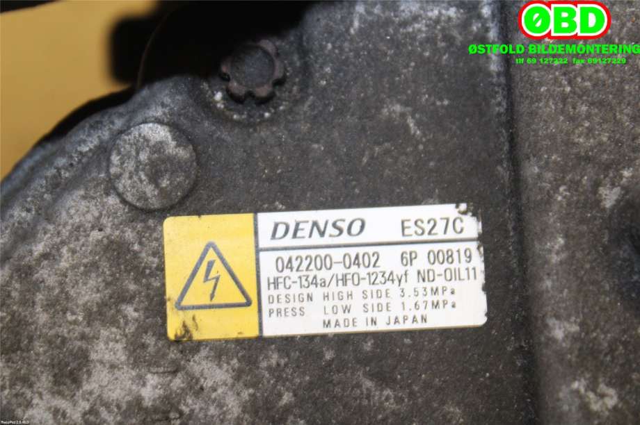 Aircondition kompressor til Toyota Prius +7 2012-2020 (Type III) (stasjonsvogn) (stasjonsvogn) (TOYOTA|8837076020|0422000402|)
