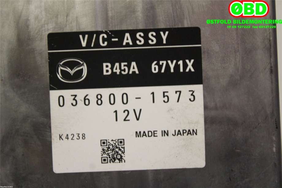 Styreenhet diverse til Mazda 3 2013-2016 (Type III, Fase 1)  (MAZDA||B45A67Y1X)