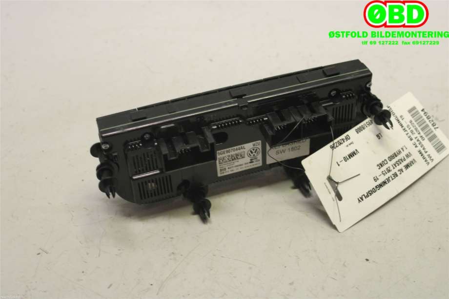 Varmeapparat betjening til VW Passat 2015-2019 (Fase 1) (B8) (B8) (VOLKSWAGEN|5GE 907 044 AL||5GE907044AL)