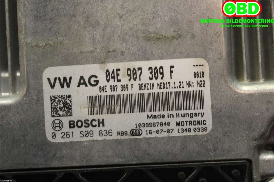 Styreenhet motor til VW Passat 2015-2019 (Fase 1) (B8) (B8) (VOLKSWAGEN|04E 906 023 AH|0261S09836|04E907309F)