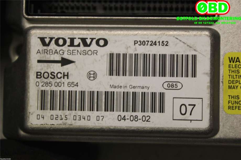 Airbag elektronikk til Volvo XC90 2002-2006 (Type I, Fase 1)  (VOLVO||0285001654|30724152)
