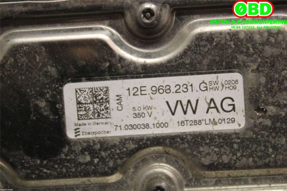 Varmeapparat register til VW e-Golf 2017-2020 (Fase 2)  (VOLKSWAGEN|5QE 819 013 AD||12E963231G)