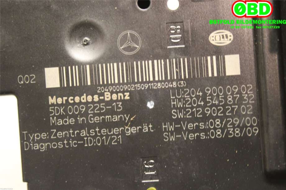 Sikringsboks til Mercedes C-Klasse 2007-2011 (Fase 1) (W204) (W204) (MERCEDES|A 204 900 10 02|A 204 906 54 02|2049000902)