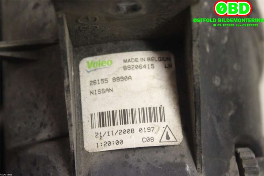Tåkelykt venstre foran til Nissan Qashqai 2007-2010 (Type I, Fase 1)  (NISSAN|B6A558990A||261558990A)