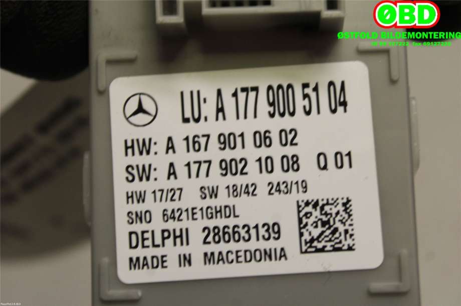 Styreenhet diverse til Mercedes A-Klasse 2018-->> (W177) (W177) (MERCEDES|A 177 900 51 04|A 177 900 82 06|1779005104)