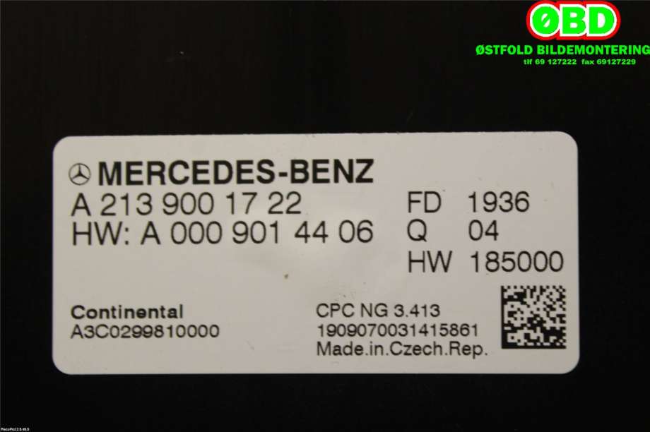 Styreenhet girkasse til Mercedes A-Klasse 2018-->> (W177) (W177) (MERCEDES|A 213 900 17 22||2139001722)