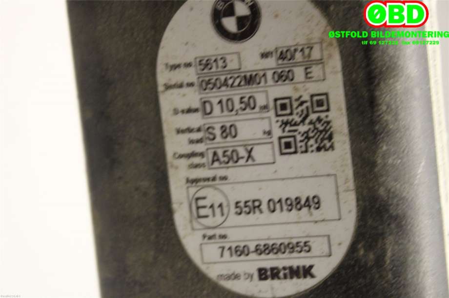 Hengerfeste til BMW X1 2015-2022 (F48) (F48) (BMW|51129464289|71606860955)