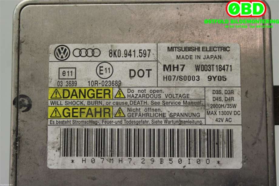 Styreenhet xenon/ballast til Audi A4 2007-2014 (Type IV) (B8) (B8) (AUDI|8K0 941 597 E|W003T18471|8K0941597)