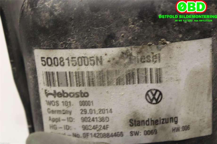 Dieselvarmer til VW Golf VII 2012-2017 (Fase 1)  (VOLKSWAGEN|5Q0 898 008 C|5WA 815 007 E|5Q0815005N)