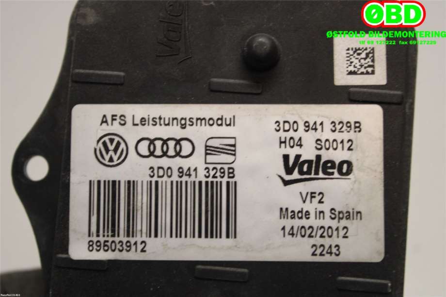 Styreenhet xenon/ballast til VW Passat 2011-2015 (B7) (B7) (VOLKSWAGEN|3D0 941 329 A|3D0 941 329 D|3D0941329B)