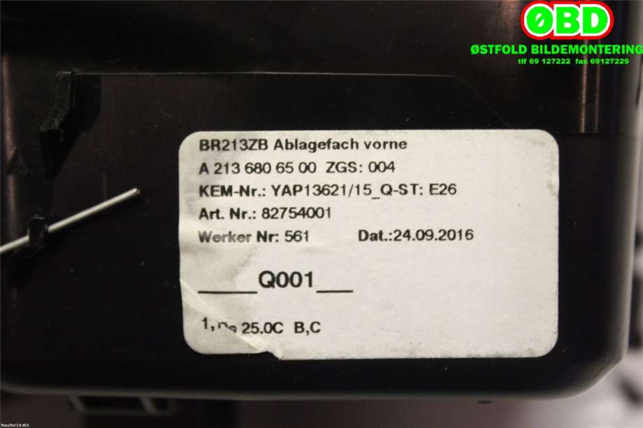 Dashbord askebeger til Mercedes E-Klasse 2016-2023 (W213) (W213) (MERCEDES|A 213 680 65 00|A 213 680 26 07|2136806500)