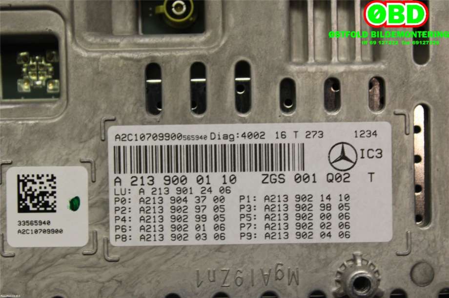Instrumentpanel til Mercedes E-Klasse 2016-2023 (W213) (W213) (MERCEDES|A 213 900 01 10|A 213 900 02 29|2139000110)