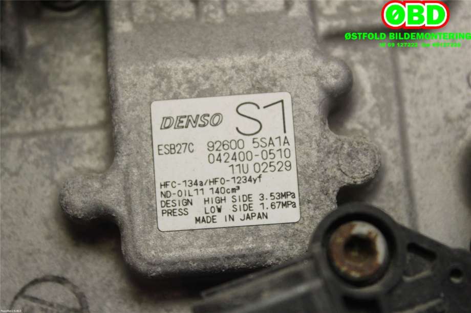 Aircondition kompressor til Nissan Leaf 2018-->> (Type II)  (NISSAN|926005SA1A|926005SA1B)