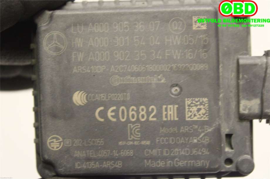 Sensor radar til Mercedes E-Klasse 2016-2023 (W213) (W213) (MERCEDES|A 000 905 36 07|A 000 905 20 07|0009053607)