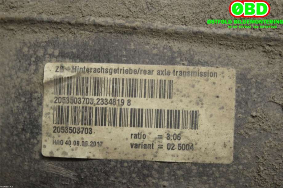 Kardang klokke bak til Mercedes C-Klasse 2018-2021 (Fase 2) (W205) (W205) (MERCEDES|A 204 350 21 62||2053503703)