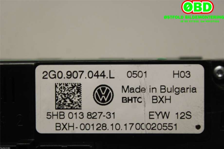 Varmeapparat betjening til VW Polo 2017-2021 (Type VI, Fase 1) (VOLKSWAGEN|2G0 907 044 L||2G0907044L)