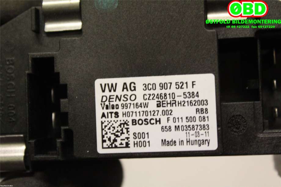 Varmeapparat motstand til VW Golf, Plus/Cross 2009-2013 (Fase 2) (VOLKSWAGEN||3C0907521F)